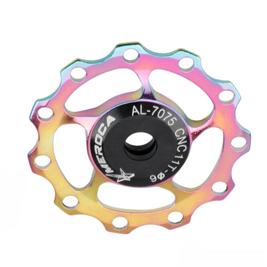 MEROCA Metal Bearings Mountain Bike Road Bike Rear Derailleur Guide Wheel 11T/13T Guide Wheel, Specification:11T, Color:Electroplating Colorful by bashfashion