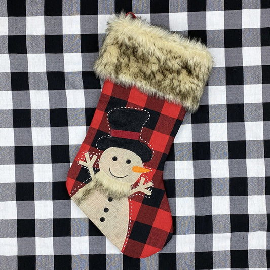 Christmas Ornaments Burlap Socks Candy Socks Gift Bag(Snowman) by bashfashion