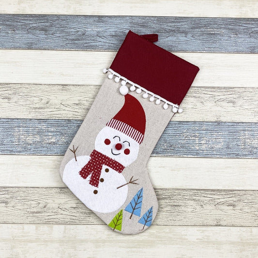 Christmas Socks Gift Bag Children Christmas Decoration Gift Socks Supplies Christmas Tree Pendant(Snowman) by bashfashion