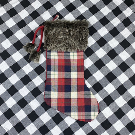 Christmas Tree Pendant Christmas Ornaments Christmas Socks Gingham Gift Bag(Dark) by bashfashion