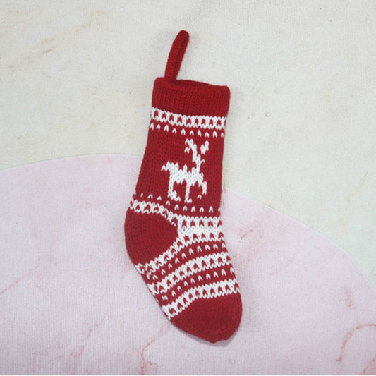 Christmas Decorations Christmas Socks Knitted Wool Socks Gift Bags(Red Elk) by bashfashion