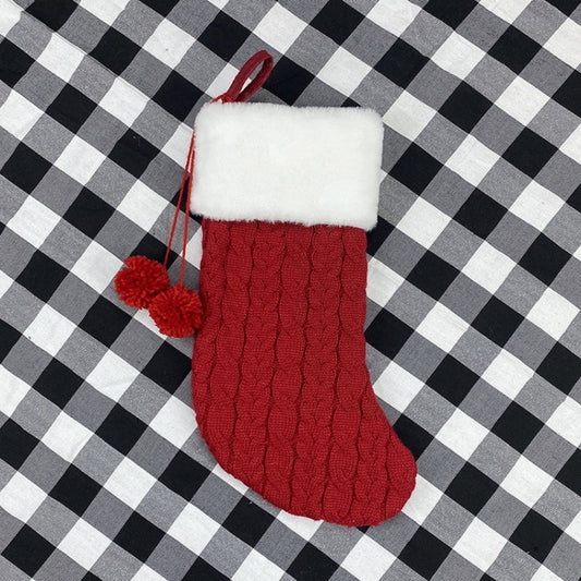 Christmas Knitted Socks Gift Bag Ornament Supplies Pendant(Red) by bashfashion