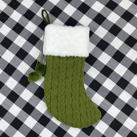 Christmas Knitted Socks Gift Bag Ornament Supplies Pendant(Green) by bashfashion