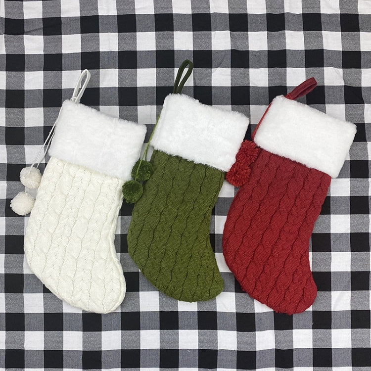 Christmas Knitted Socks Gift Bag Ornament Supplies Pendant(Green) by bashfashion