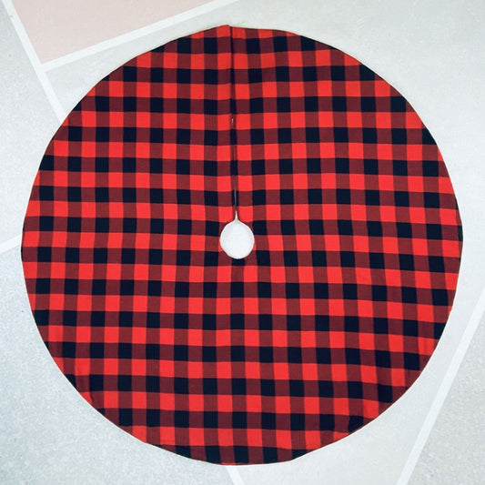 Christmas Ornaments Holiday Scene with Christmas Tree Bottom Decoration Tree Apron(Black Red Checkered) by bashfashion