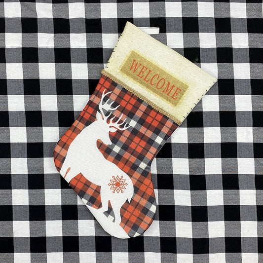 Christmas Ornaments Pendant Christmas Elk Stocking Gift Bag Candy Bag(White) by bashfashion