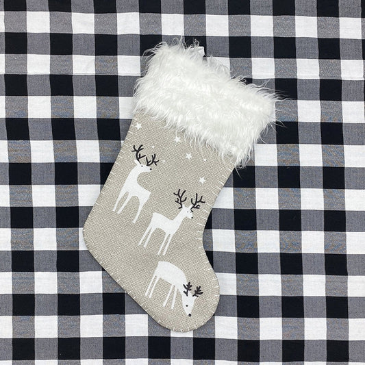 Christmas Elk Socks Ornaments Candy Gift Bags Holiday Decorations(Grey) by bashfashion