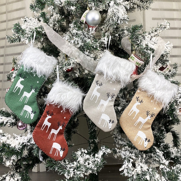 Christmas Elk Socks Ornaments Candy Gift Bags Holiday Decorations(Yellow) by bashfashion
