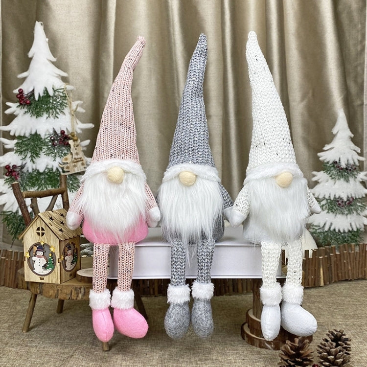 Christmas Decorations Dolls Faceless Elderly Dolls Window Decorations(Grey) by bashfashion