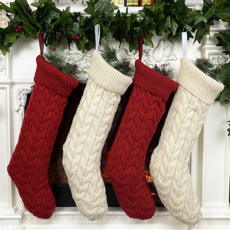 Knitted Woolen Gift Bags Christmas Socks Christmas Pendants Ornaments(Red) by bashfashion