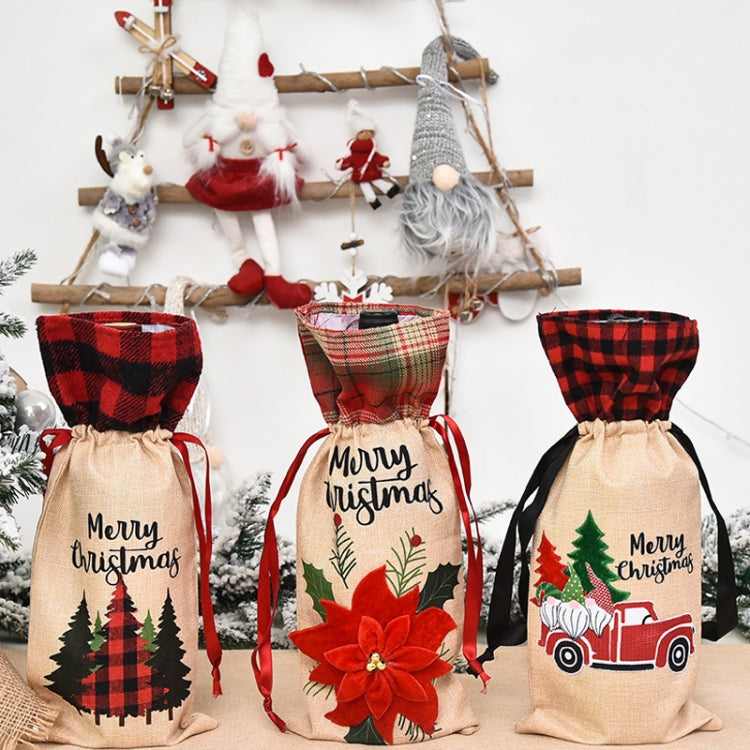Christmas Decorations Imitation Linen Wine Bottle Cover(Tree) by bashfashion
