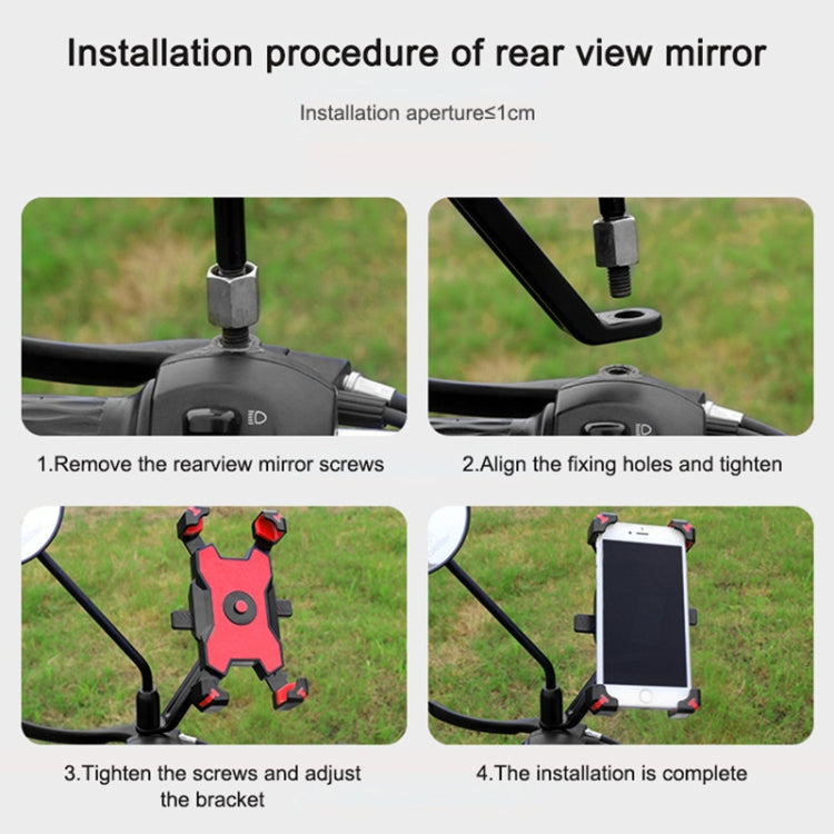 Electric Bicycle Mobile Phone Holder Can Be Rotated 360-degree Mobile Phone Holder Four-way Adjustment Bracket for Motorcycle, Style:Handlebars(Black) by bashfashion