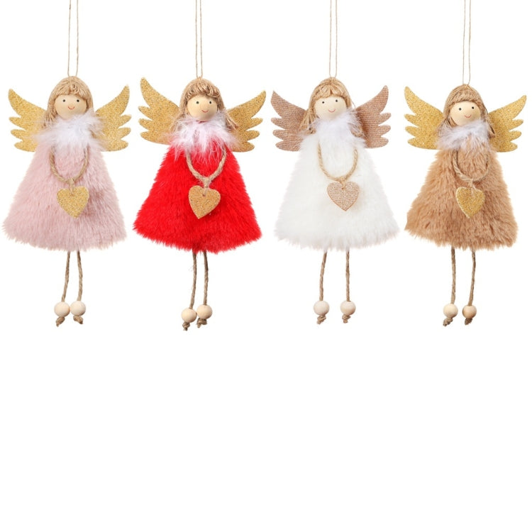 Christmas Decoration Pendant Love Plush Feather Angel Christmas Tree Pendant(Khiki) by bashfashion