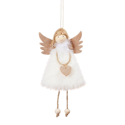 Christmas Decoration Pendant Love Plush Feather Angel Christmas Tree Pendant(Red) by bashfashion