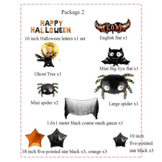 Halloween Aluminum Film Balloon Set Bar Ktv Shopping Mall Ghost Festival Flag Pulling Decoration Set, Style:Set 2 by bashfashion