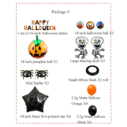 Halloween Aluminum Film Balloon Set Bar Ktv Shopping Mall Ghost Festival Flag Pulling Decoration Set, Style:Set 6 by bashfashion