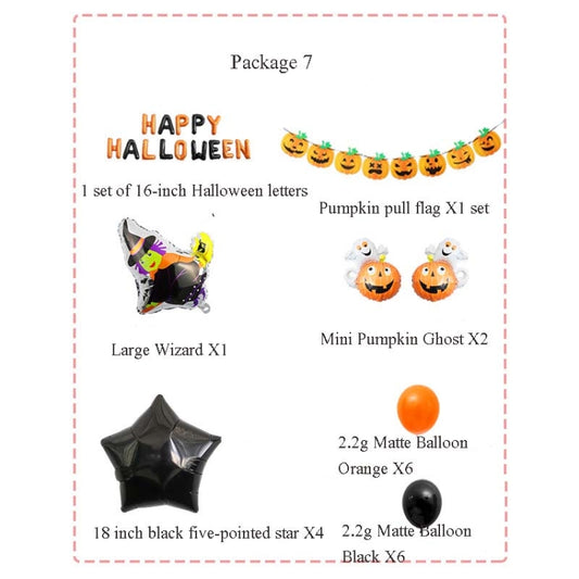 Halloween Aluminum Film Balloon Set Bar Ktv Shopping Mall Ghost Festival Flag Pulling Decoration Set, Style:Set 7 by bashfashion