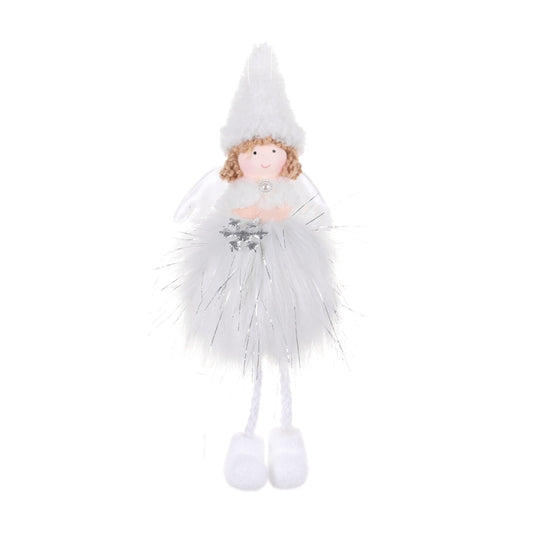 Christmas Decoration Plush Girl Angel Pendant Christmas Tree Pendant Gift, Size: Snowflake Angel(White) by bashfashion