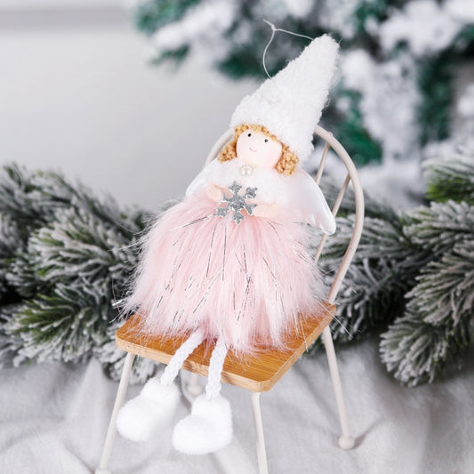 Christmas Decoration Plush Girl Angel Pendant Christmas Tree Pendant Gift, Size: Five Star Angel(Pink) by bashfashion