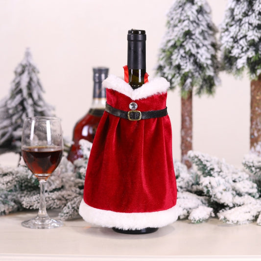 Christmas Red Wine Bottle Cover Wine Bottle Decoration Creative Wine Bag(Skirt) by bashfashion