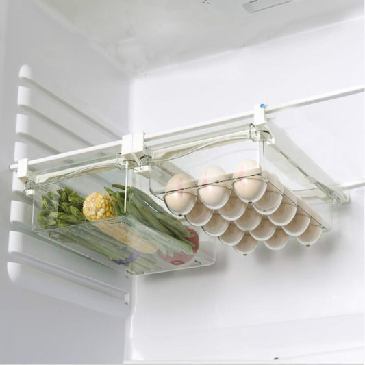 Refrigerator Storage Box Drawer Type Square Household Multifunctional Food Preservation Box, Specification: 1 Egg Box + 1 Fresh Box by bashfashion