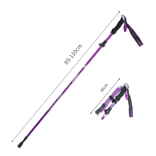 TANERDD TR-D0001 Trekking Poles Aluminum Alloy Folding Outdoor Handrails Trekking Walking Sticks(Short Model (Purple)) by bashfashion