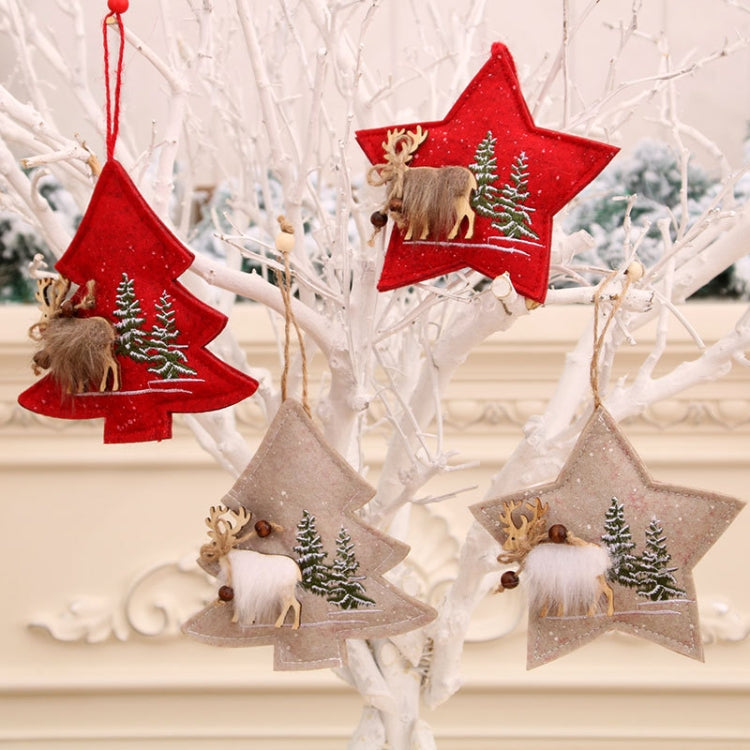 Christmas Coth Embroidery Small Pendant Christmas Decoration, Specification: Tree(Red) by bashfashion