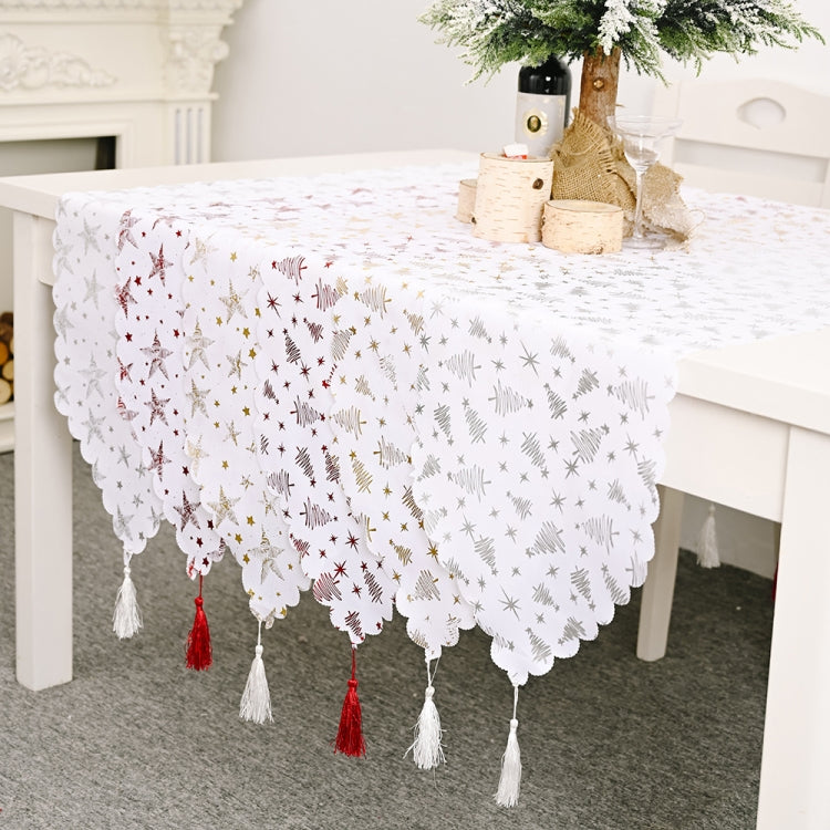 Christmas Table Decoration Bronzing Tablecloth Holiday Decoration Supplies(Silver Star) by bashfashion