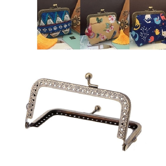 Square Embossed Wallet Handbag Metal Handle, Size:20cm by bashfashion