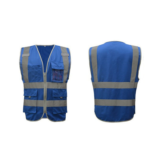 Multi-pockets Safety Vest Reflective Workwear Clothing, Size:XXL-Chest 130cm(Blue) by bashfashion