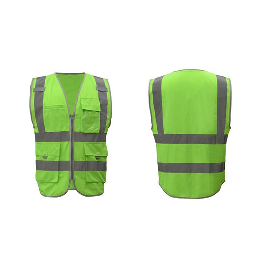Multi-pockets Safety Vest Reflective Workwear Clothing, Size:L-Chest 118cm(Green) by bashfashion