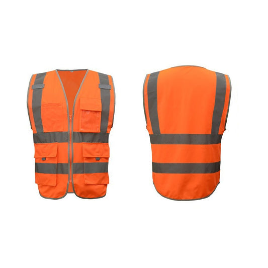 Multi-pockets Safety Vest Reflective Workwear Clothing, Size:L-Chest 118cm(Orange) by bashfashion