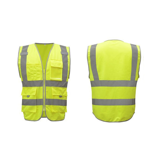 Multi-pockets Safety Vest Reflective Workwear Clothing, Size:M-Chest 112cm(Yellow) by bashfashion