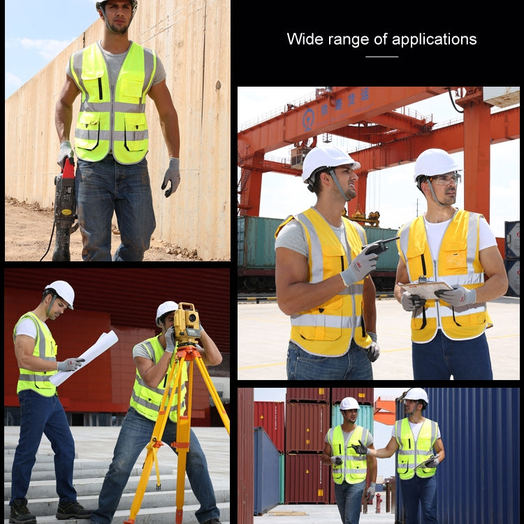 Multi-pockets Safety Vest Reflective Workwear Clothing, Size:XL-Chest 124cm(Yellow Blue) by bashfashion