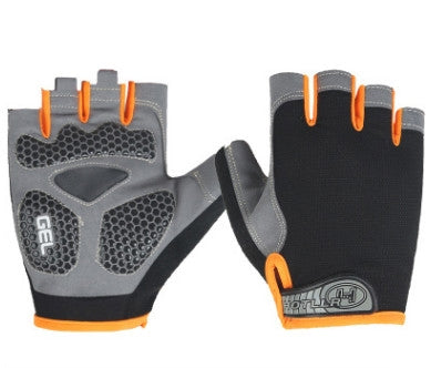 Cycling Shock Absorbing Anti-Slip Gloves Fitness Weight Lifting Training Half-finger Gloves, Size:M(Black+Orange) by bashfashion