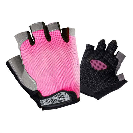 Summer Men Women Fitness Gloves Gym Weight Lifting Cycling Yoga Training Thin Breathable Antiskid Half Finger Gloves, Size:XL(Pink) by bashfashion