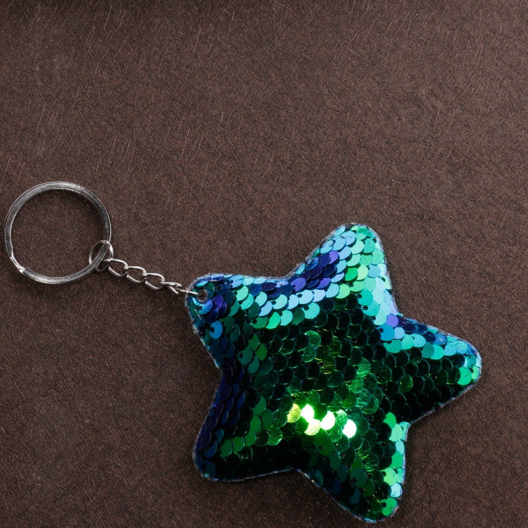2 PCS Cute Chaveiro Star Keychain Glitter Pompom Sequins Key Chain Gifts for Women Llaveros Mujer Car Bag Accessories Key Ring(Green) by bashfashion