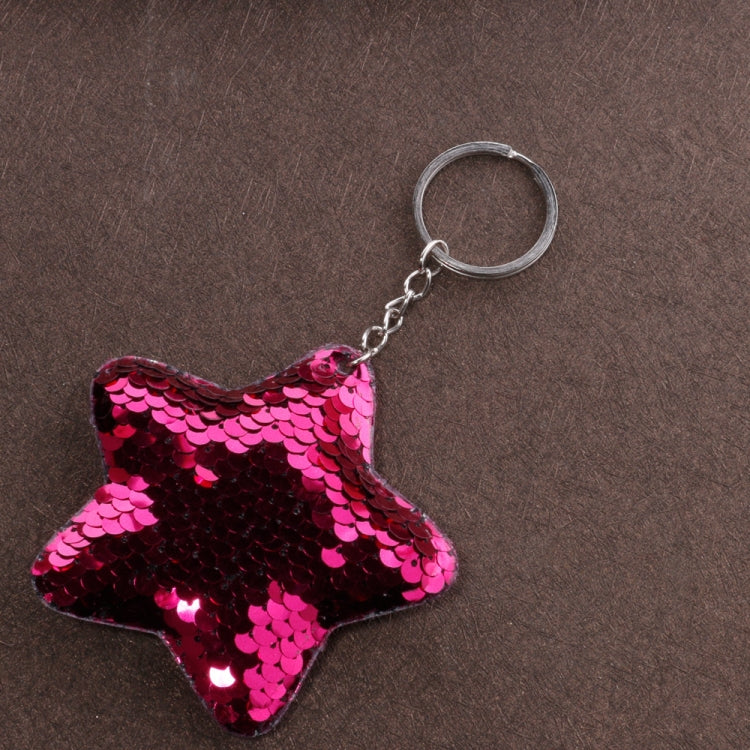 2 PCS Cute Chaveiro Star Keychain Glitter Pompom Sequins Key Chain Gifts for Women Llaveros Mujer Car Bag Accessories Key Ring(Magenta) by bashfashion