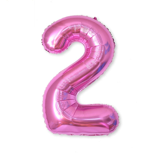 2 PCS 40 Inch Aluminium Foil Number Balloons Birthday Wedding Engagement Party Decor Kids Ball Supplies(2-Rose red) by bashfashion