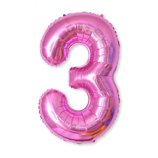 2 PCS 40 Inch Aluminium Foil Number Balloons Birthday Wedding Engagement Party Decor Kids Ball Supplies(3-Rose red) by bashfashion