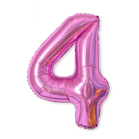 2 PCS 40 Inch Aluminium Foil Number Balloons Birthday Wedding Engagement Party Decor Kids Ball Supplies(4-Rose red) by bashfashion