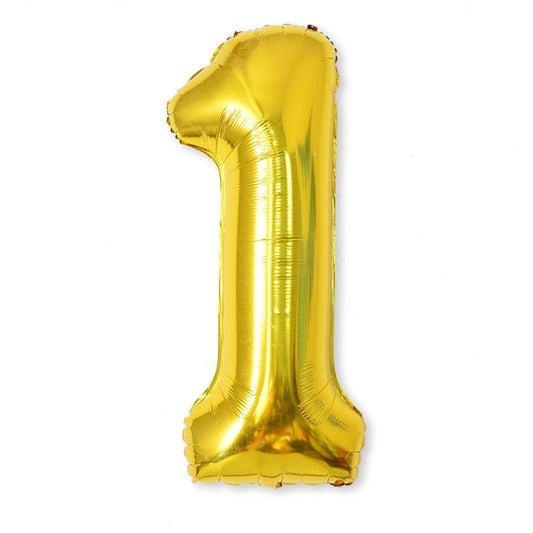 2 PCS 40 Inch Aluminium Foil Number Balloons Birthday Wedding Engagement Party Decor Kids Ball Supplies(1-Gold) by bashfashion