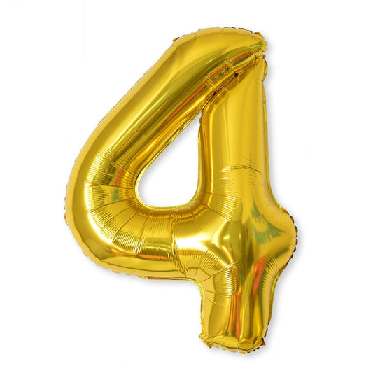 2 PCS 40 Inch Aluminium Foil Number Balloons Birthday Wedding Engagement Party Decor Kids Ball Supplies(4-Gold) by bashfashion