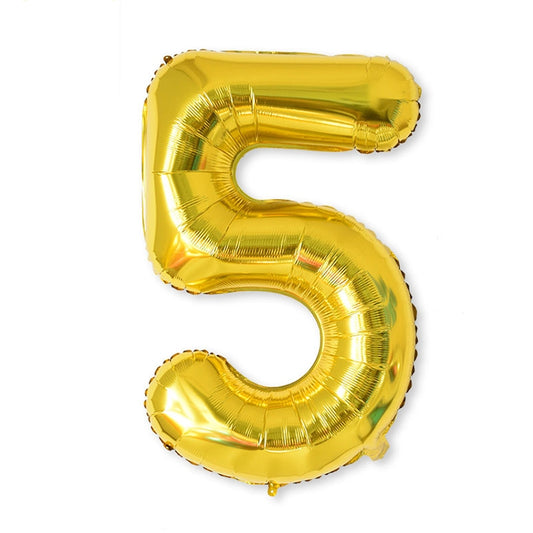 2 PCS 40 Inch Aluminium Foil Number Balloons Birthday Wedding Engagement Party Decor Kids Ball Supplies(5-Gold) by bashfashion