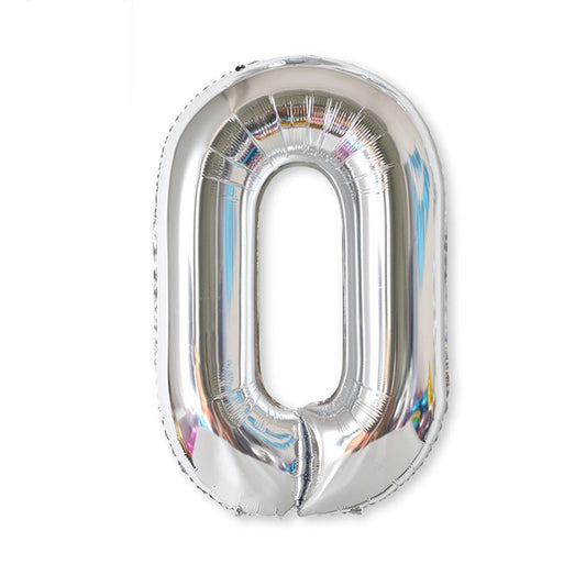 2 PCS 40 Inch Aluminium Foil Number Balloons Birthday Wedding Engagement Party Decor Kids Ball Supplies(0-Silver) by bashfashion