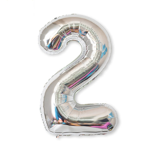 2 PCS 40 Inch Aluminium Foil Number Balloons Birthday Wedding Engagement Party Decor Kids Ball Supplies(2-Silver) by bashfashion