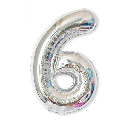 2 PCS 40 Inch Aluminium Foil Number Balloons Birthday Wedding Engagement Party Decor Kids Ball Supplies(6-Silver) by bashfashion
