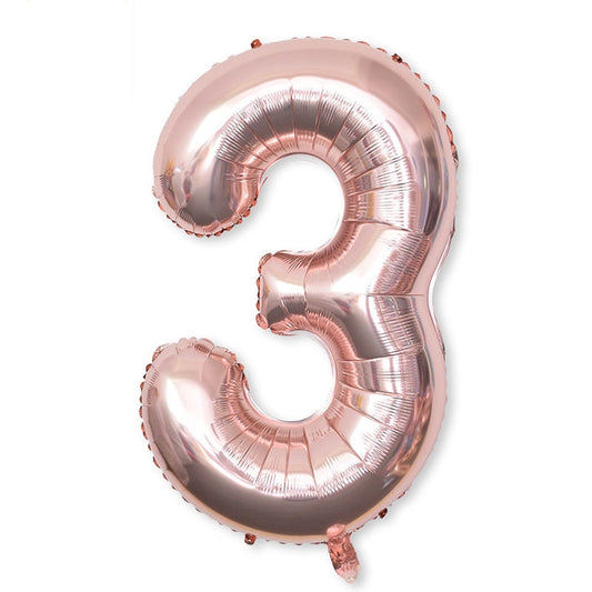2 PCS 40 Inch Aluminium Foil Number Balloons Birthday Wedding Engagement Party Decor Kids Ball Supplies(3-Champaign gold) by bashfashion