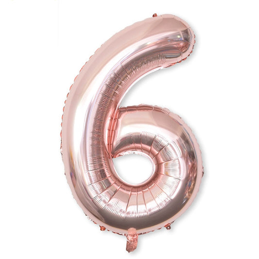 2 PCS 40 Inch Aluminium Foil Number Balloons Birthday Wedding Engagement Party Decor Kids Ball Supplies(6-Champaign gold) by bashfashion