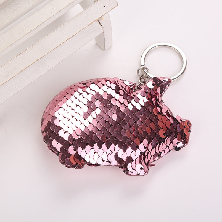 2PCS Cute Chaveiro Pig Keychain Glitter Pompom Sequins Key Chain Gifts for Women Llaveros Mujer Car Bag Accessories Key Ring(pink) by bashfashion